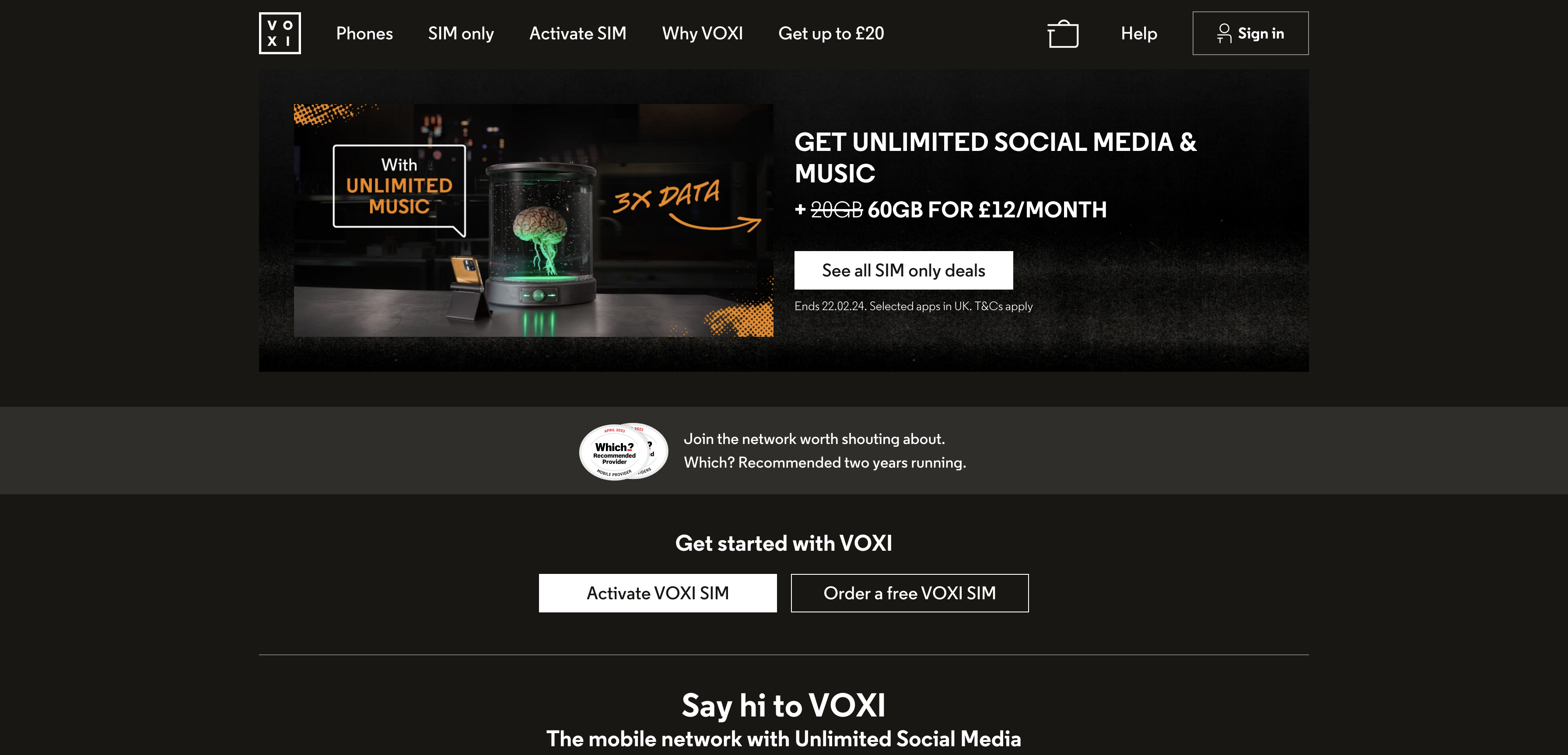 voxi home page